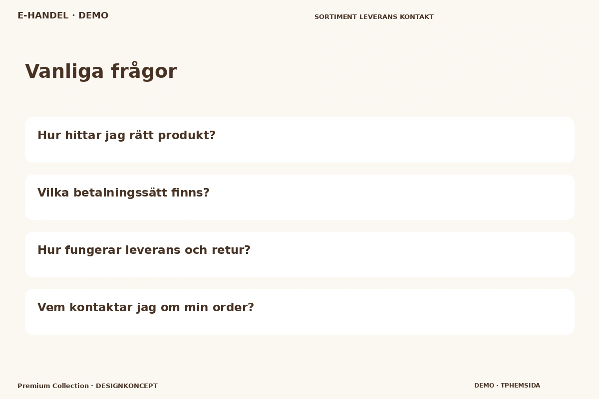 Premium Collection – Vanliga frågor för e-handel