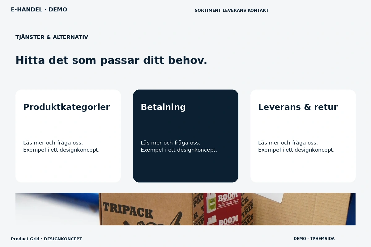 Product Grid – Tjänster & alternativ för e-handel