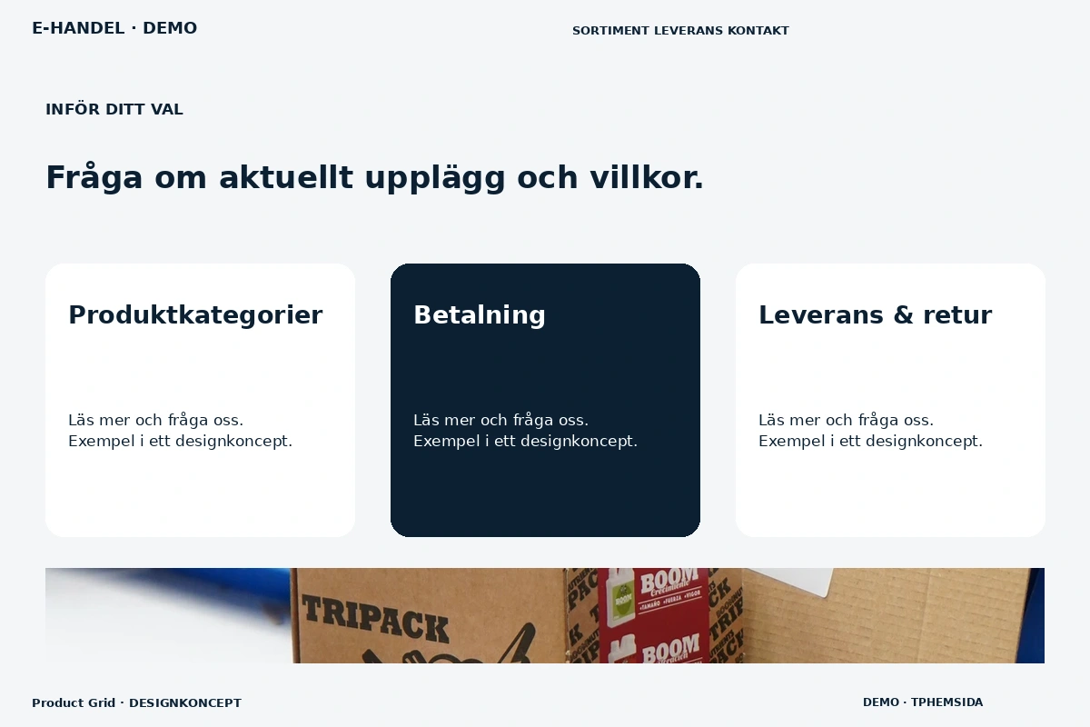 Product Grid – Alternativ & villkor för e-handel