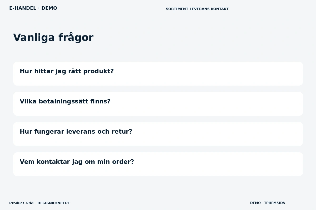 Product Grid – Vanliga frågor för e-handel
