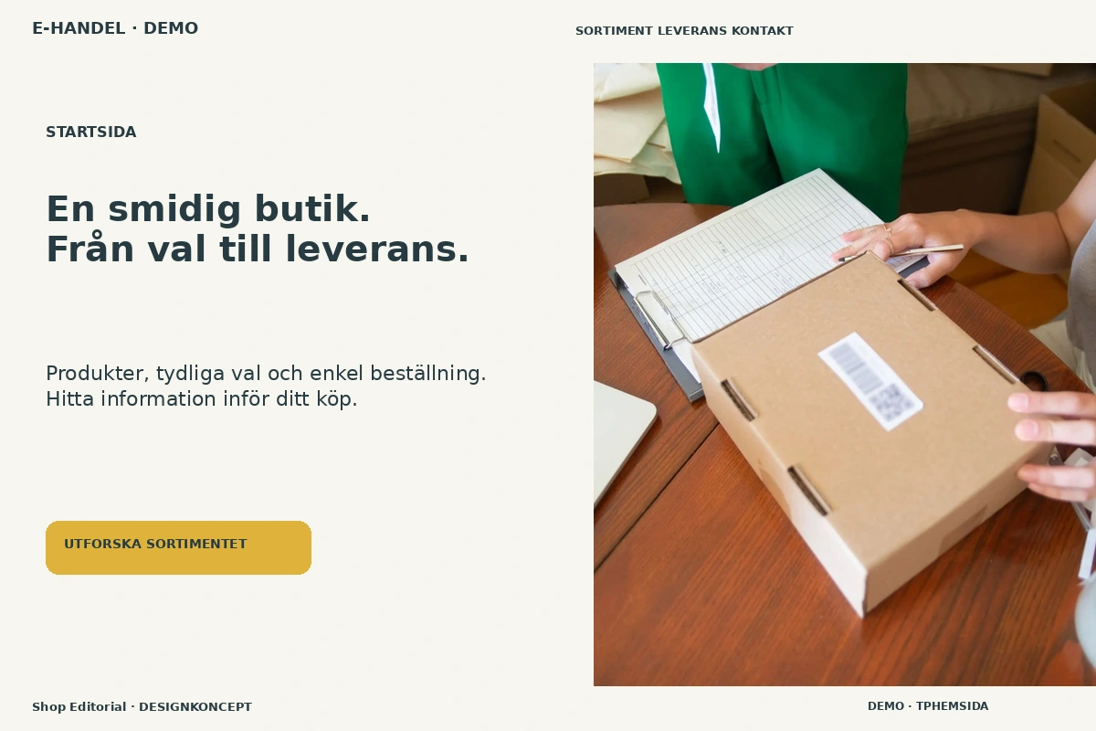 Shop Editorial – Startsida för e-handel