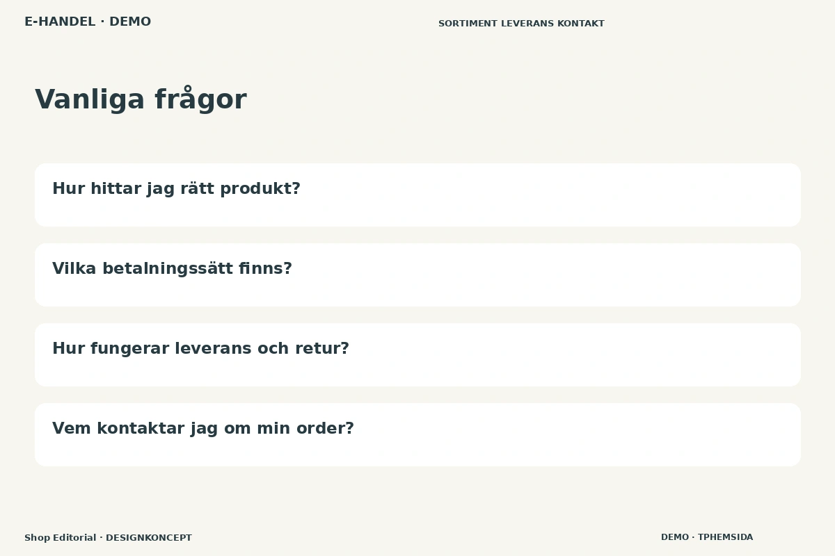 Shop Editorial – Vanliga frågor för e-handel