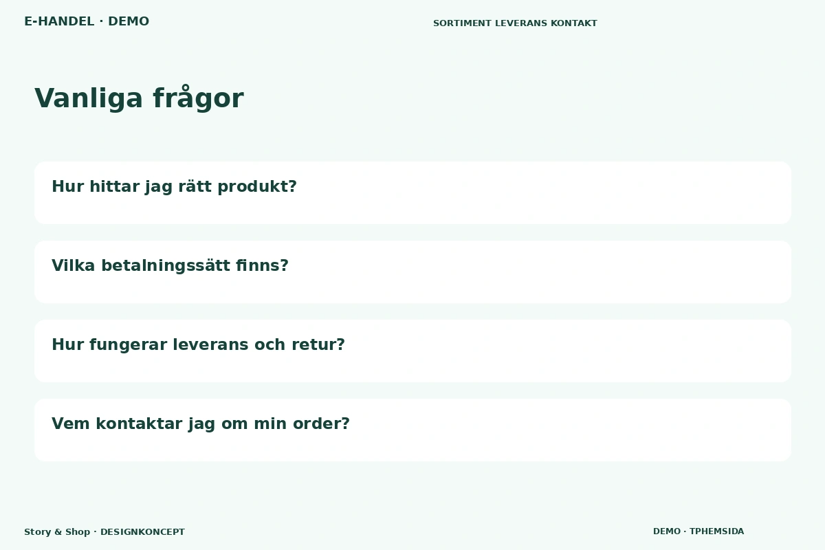 Story & Shop – Vanliga frågor för e-handel