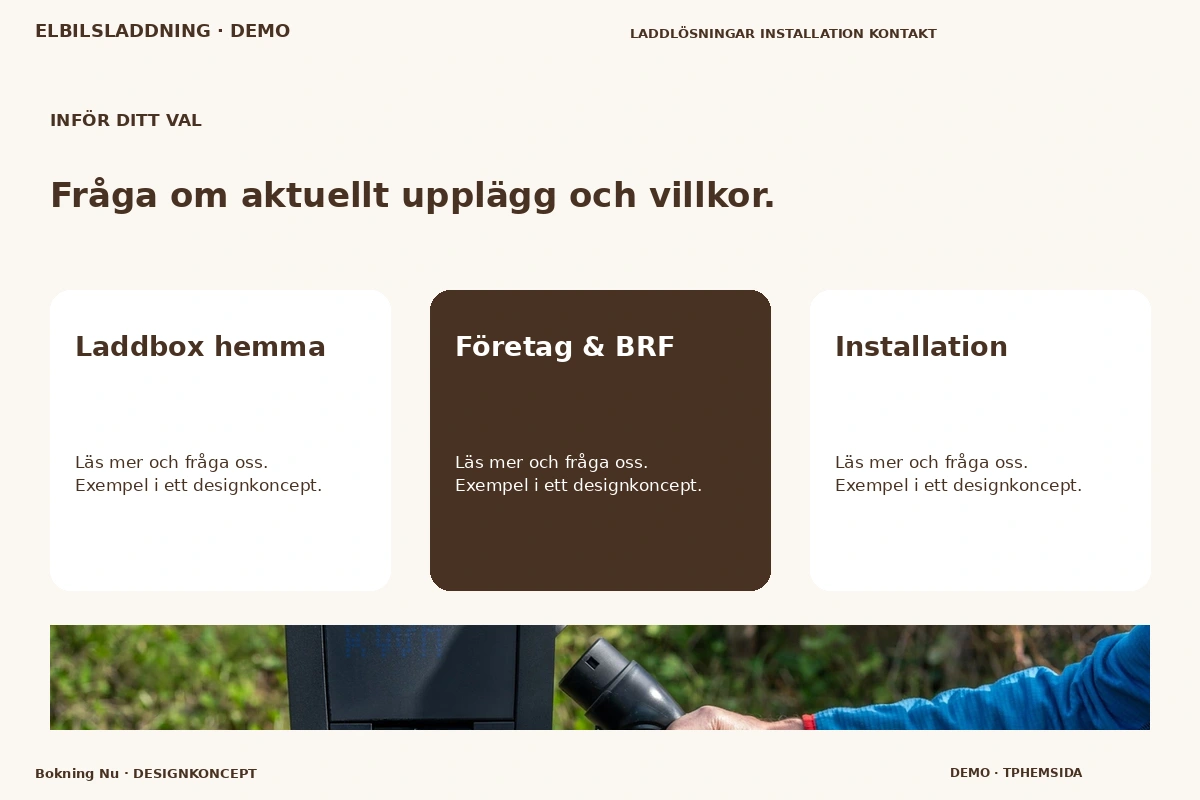 Bokning Nu – Alternativ & villkor för elbilsladdning