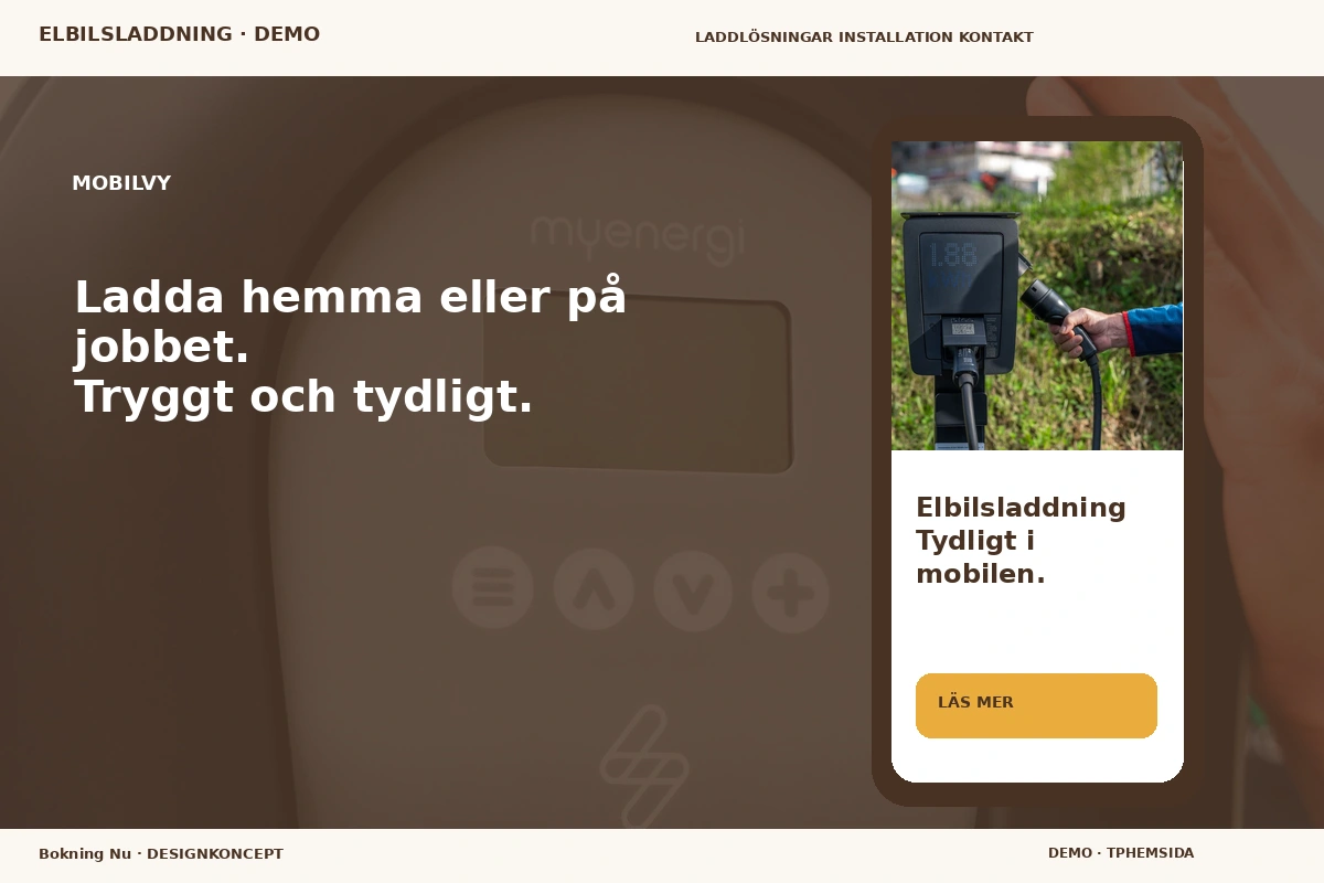 Bokning Nu – Mobilvy för elbilsladdning