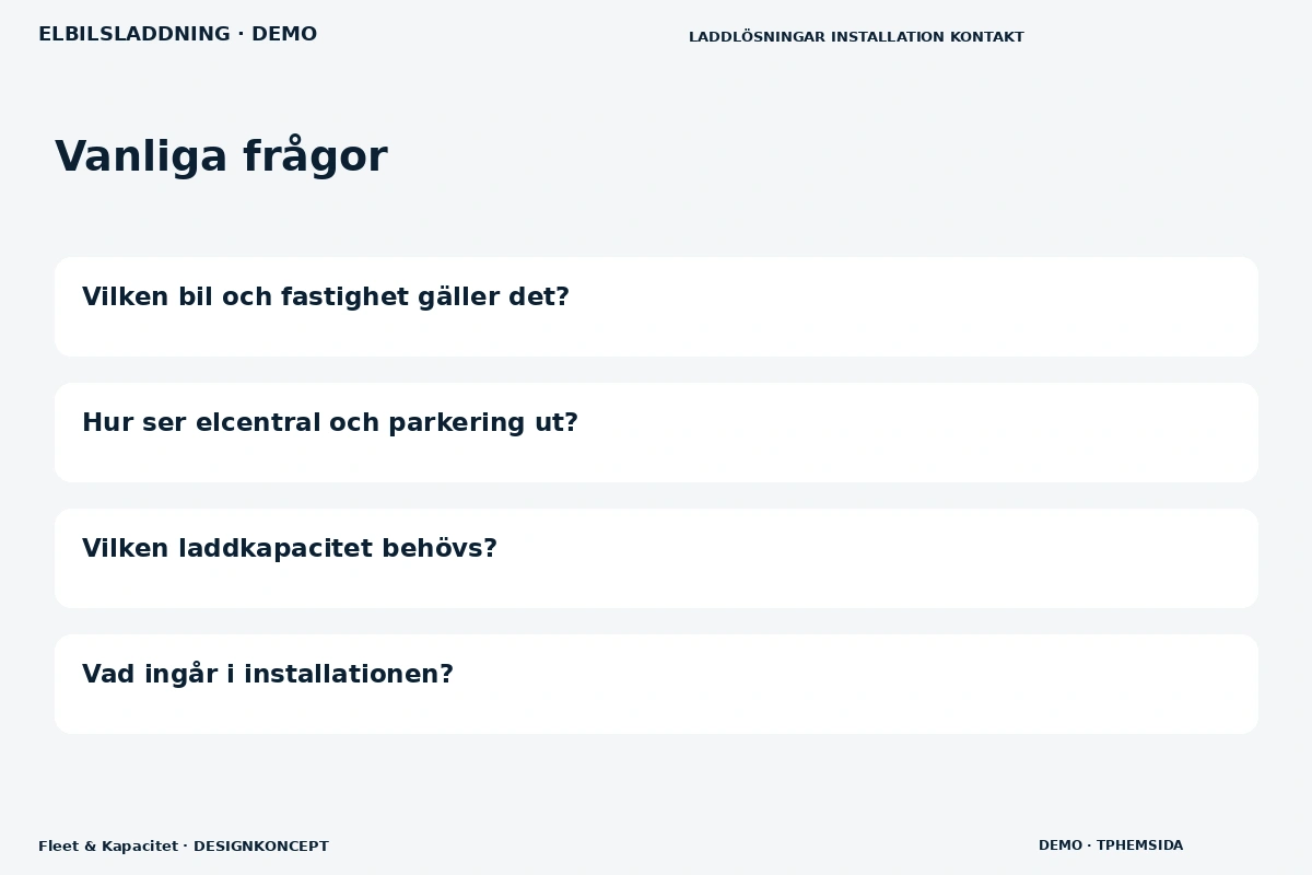 Fleet & Kapacitet – Vanliga frågor för elbilsladdning