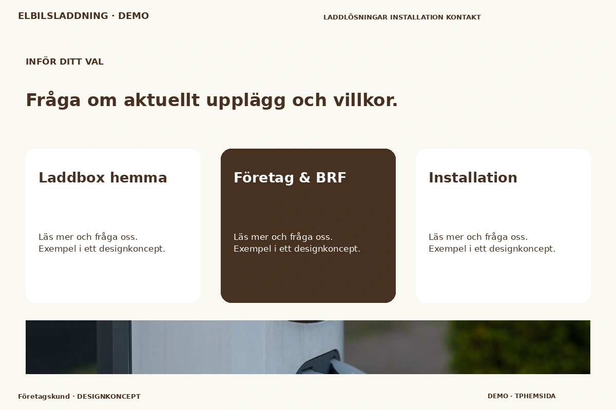 Företagskund – Alternativ & villkor för elbilsladdning