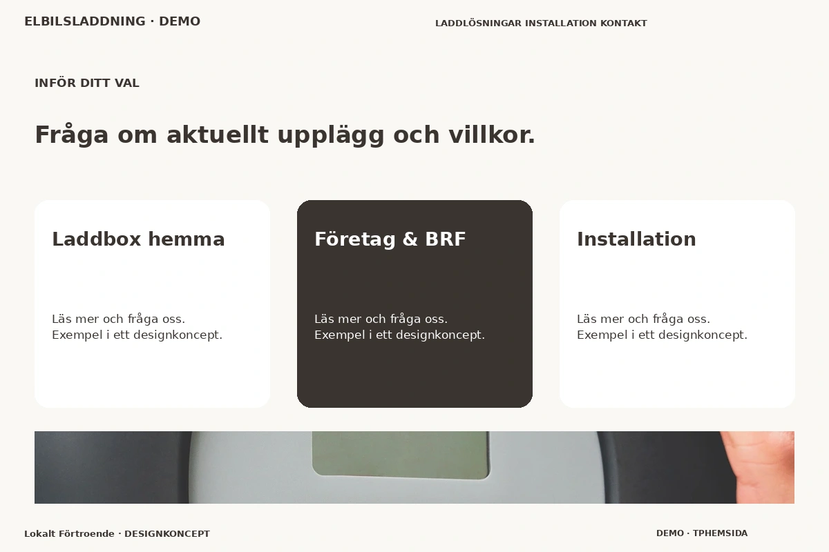 Lokalt Förtroende – Alternativ & villkor för elbilsladdning