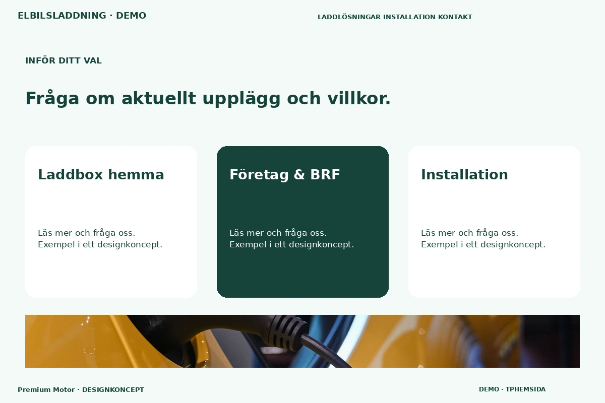 Premium Motor – Alternativ & villkor för elbilsladdning