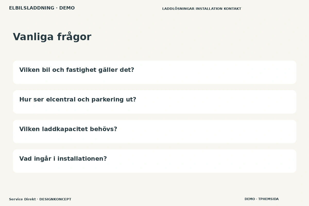 Service Direkt – Vanliga frågor för elbilsladdning