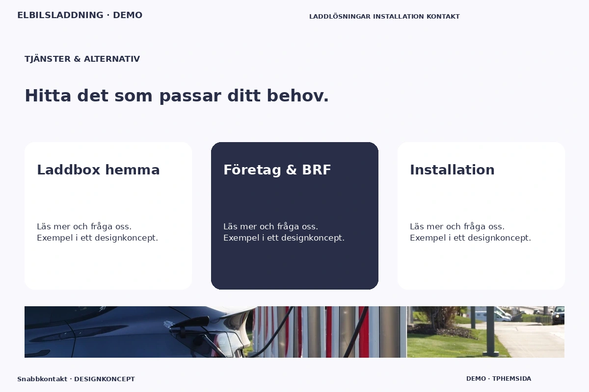 Snabbkontakt – Tjänster & alternativ för elbilsladdning