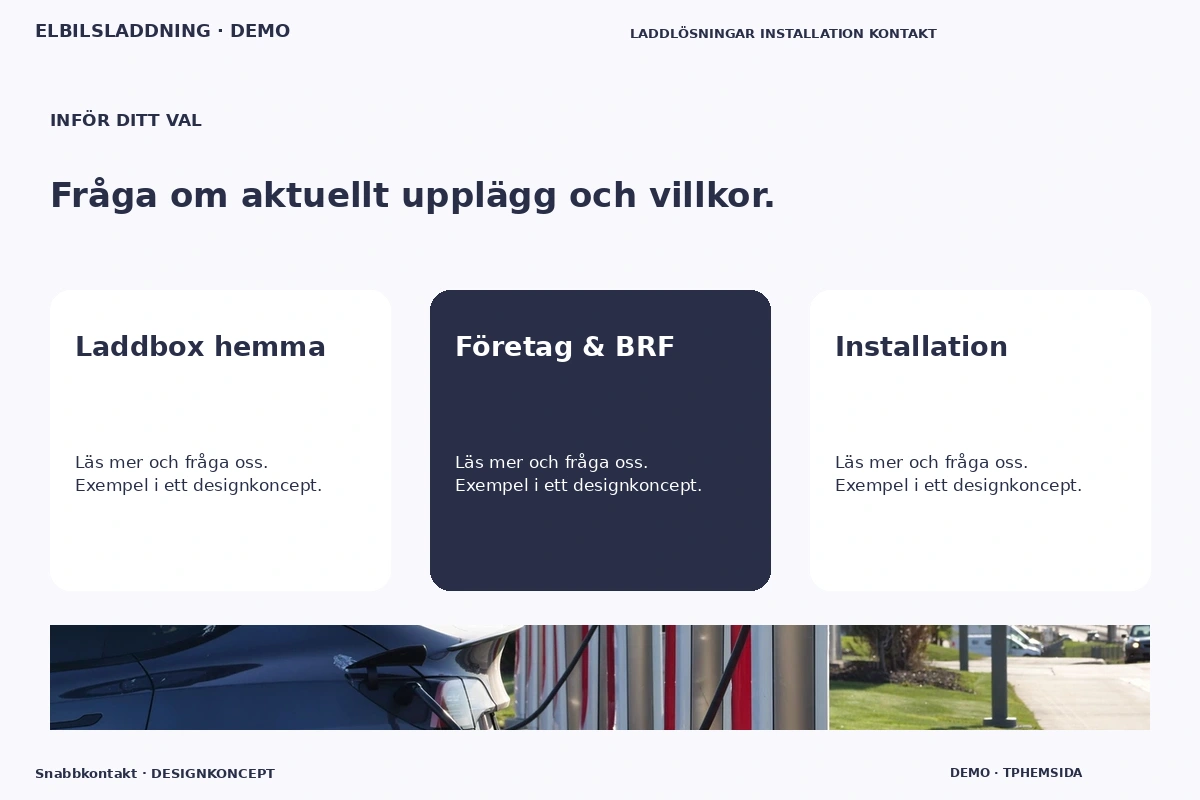 Snabbkontakt – Alternativ & villkor för elbilsladdning