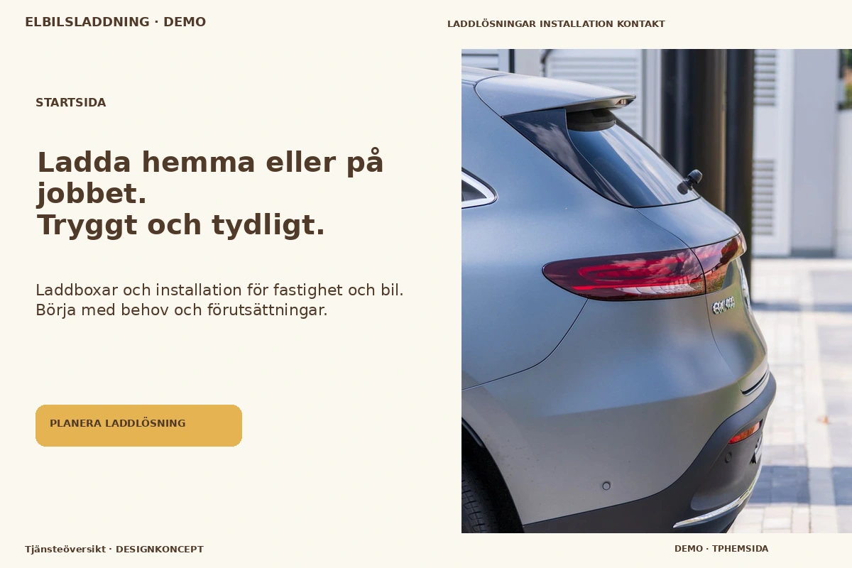 Tjänsteöversikt – Startsida för elbilsladdning