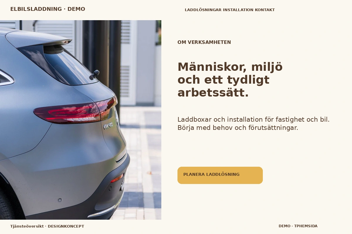Tjänsteöversikt – Om verksamheten för elbilsladdning