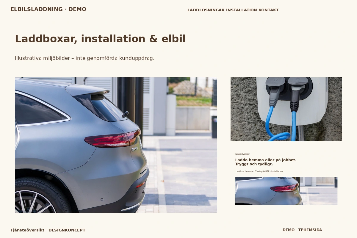 Tjänsteöversikt – Laddboxar, installation & elbil för elbilsladdning
