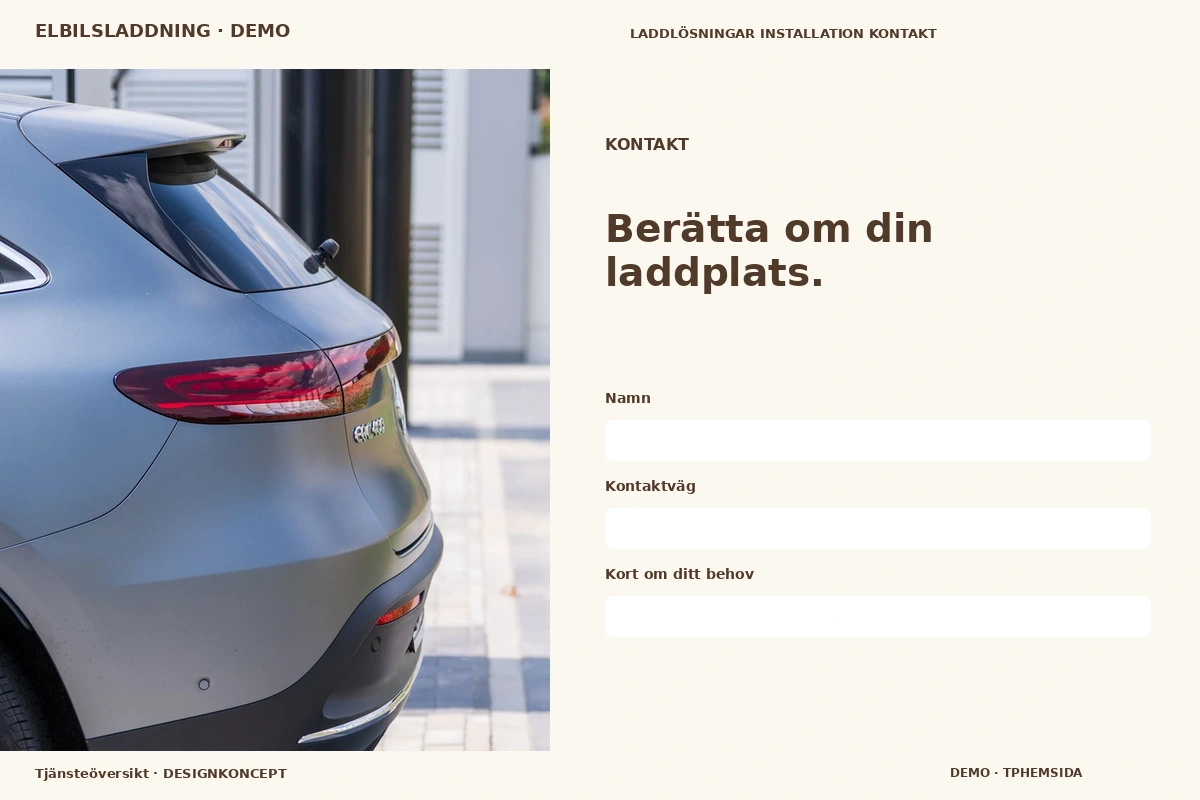 Tjänsteöversikt – Kontakt för elbilsladdning