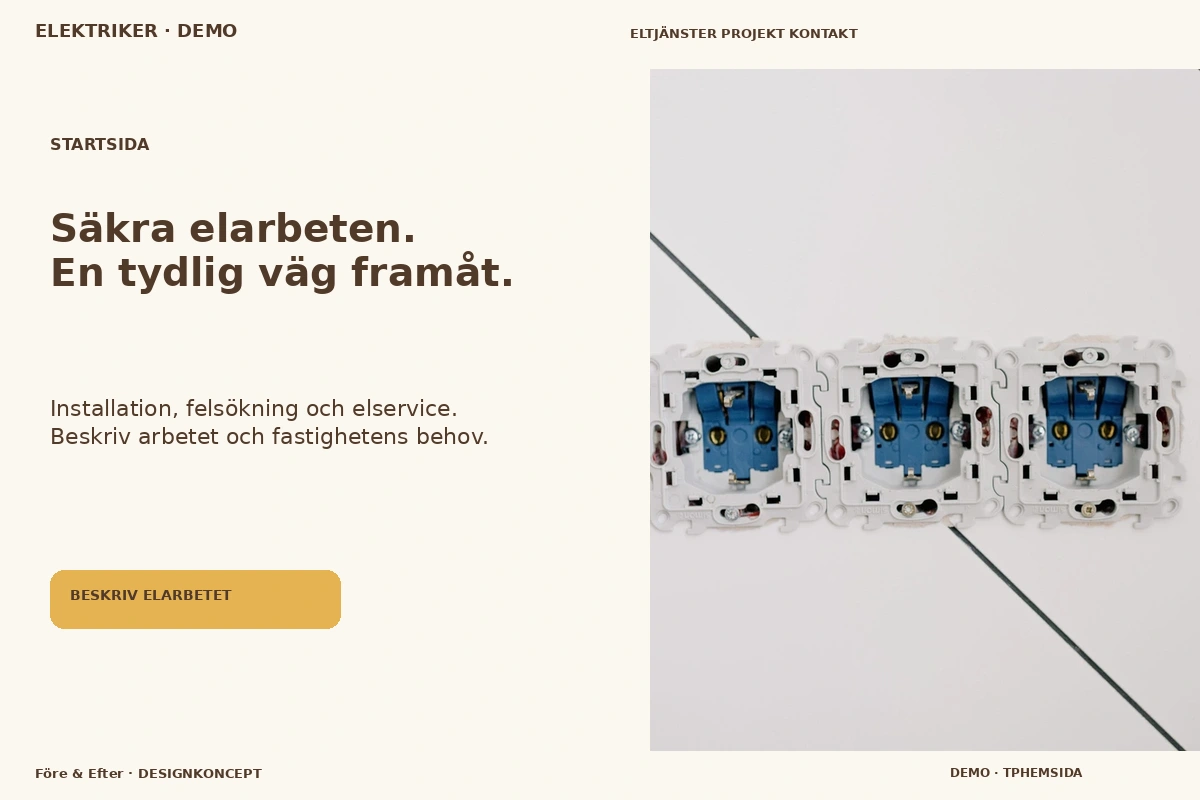 Före & Efter – Startsida för elektriker