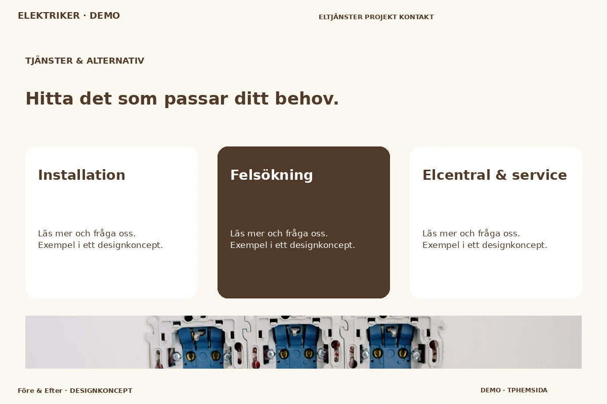 Före & Efter – Tjänster & alternativ för elektriker