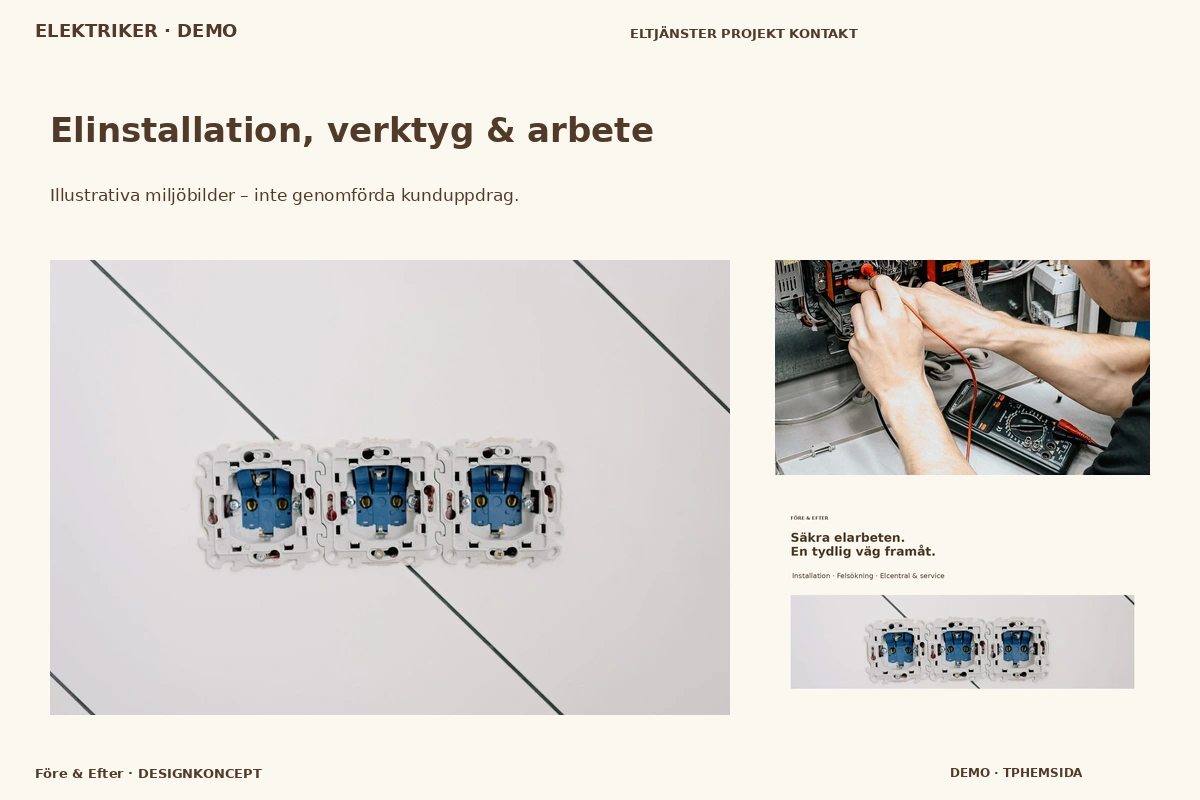 Före & Efter – Elinstallation, verktyg & arbete för elektriker
