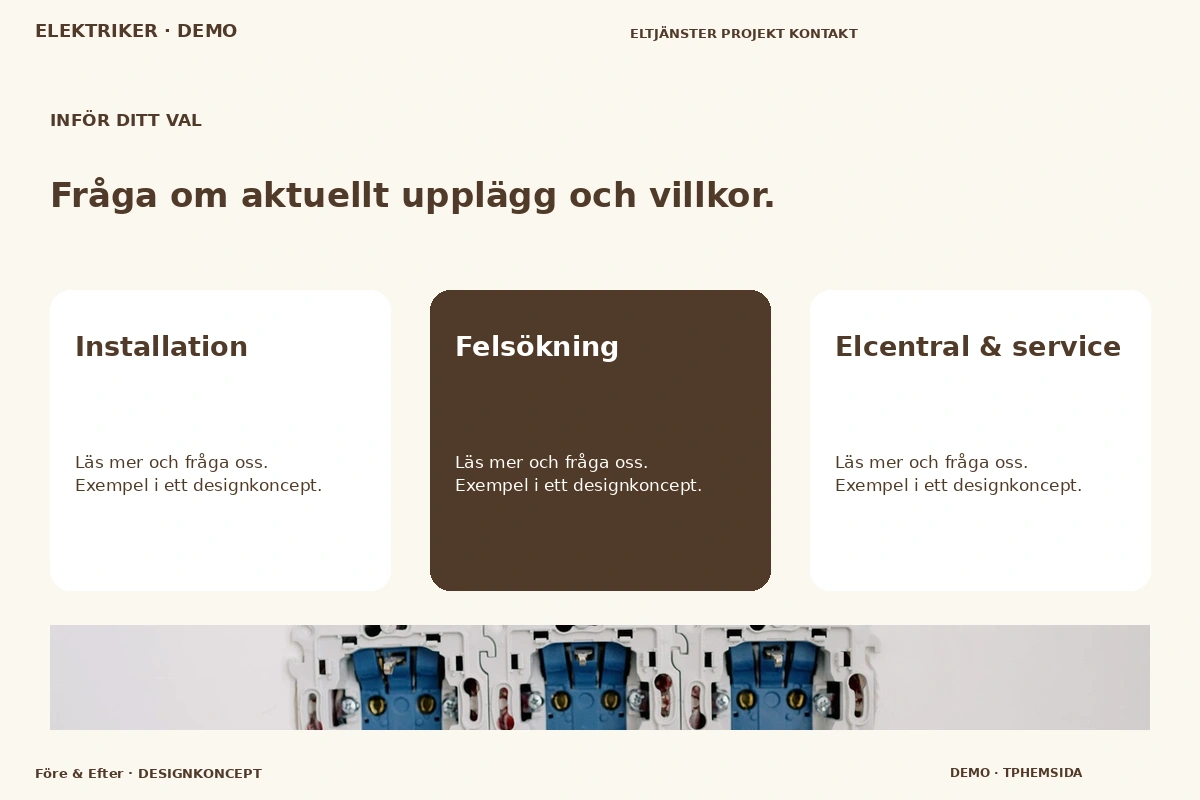 Före & Efter – Alternativ & villkor för elektriker