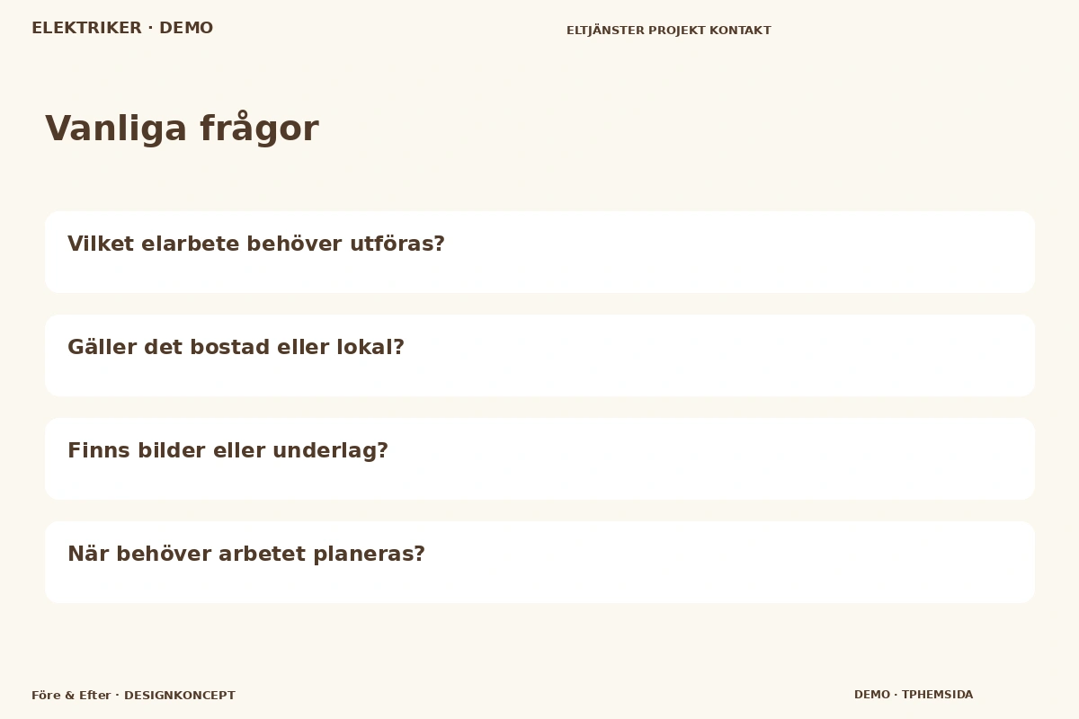 Före & Efter – Vanliga frågor för elektriker