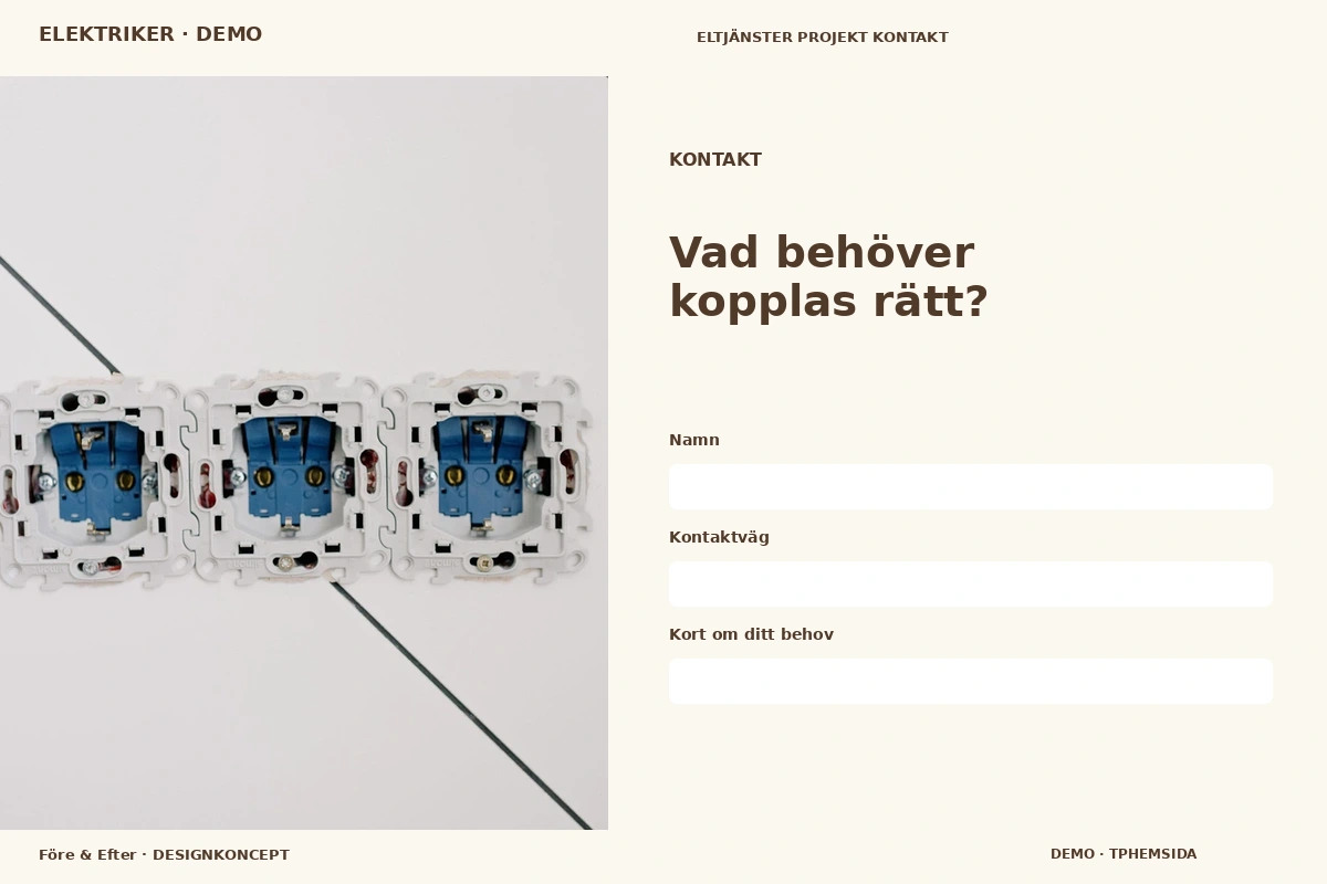 Före & Efter – Kontakt för elektriker