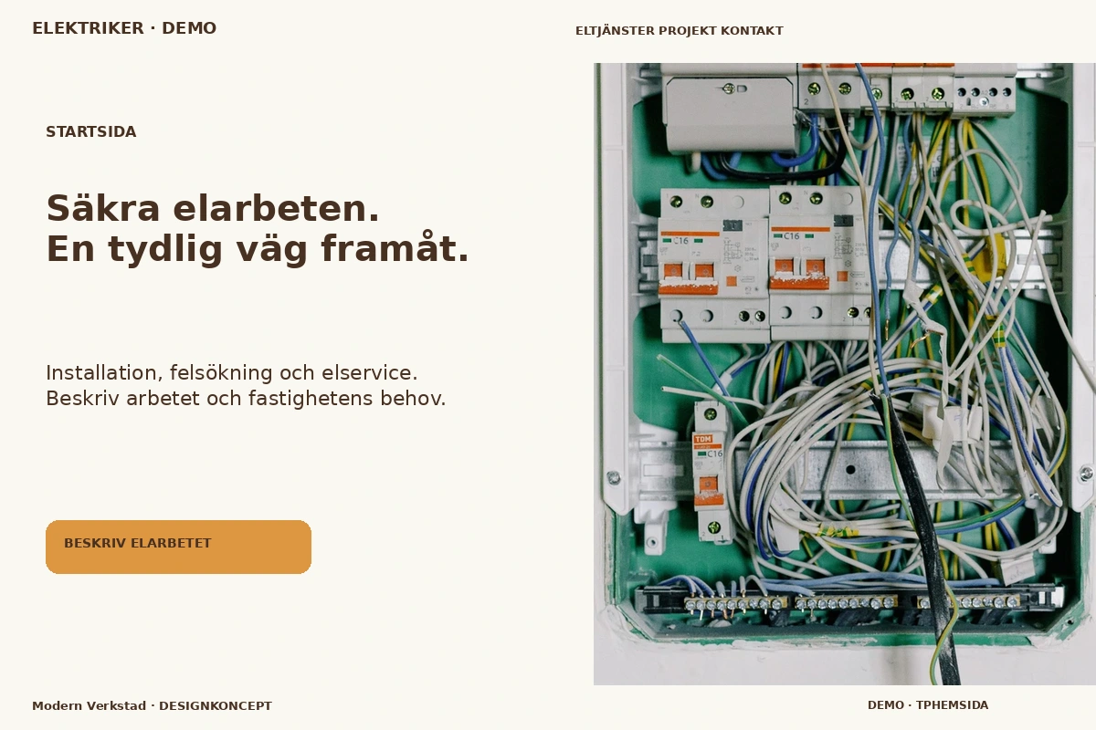 Modern Verkstad – Startsida för elektriker