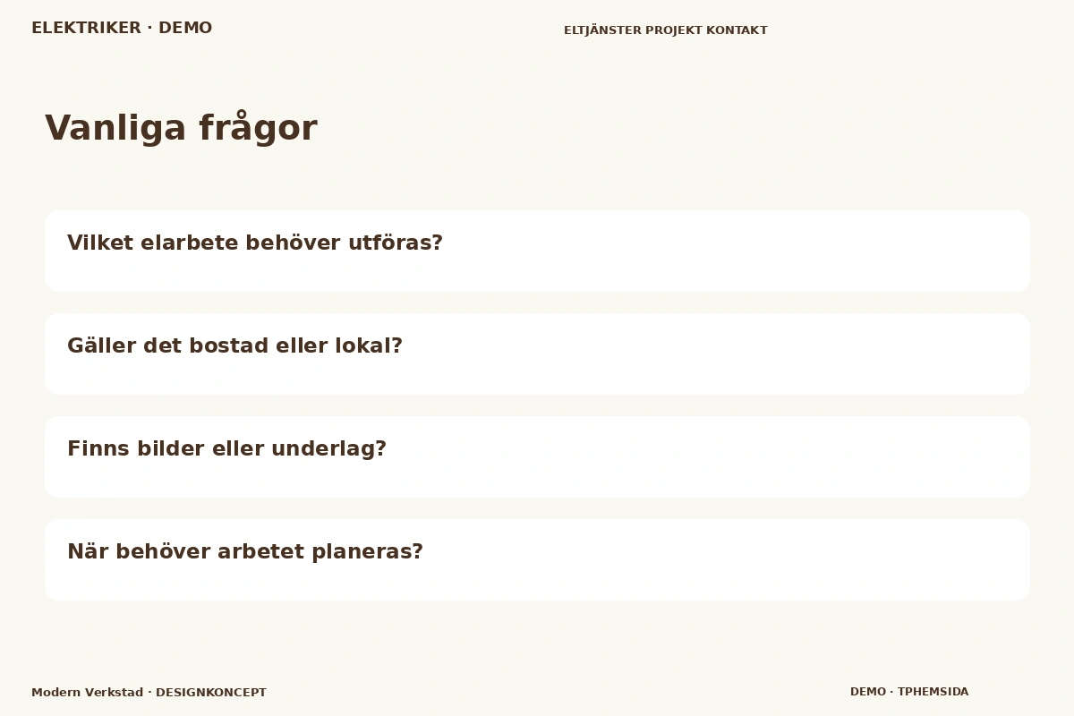 Modern Verkstad – Vanliga frågor för elektriker