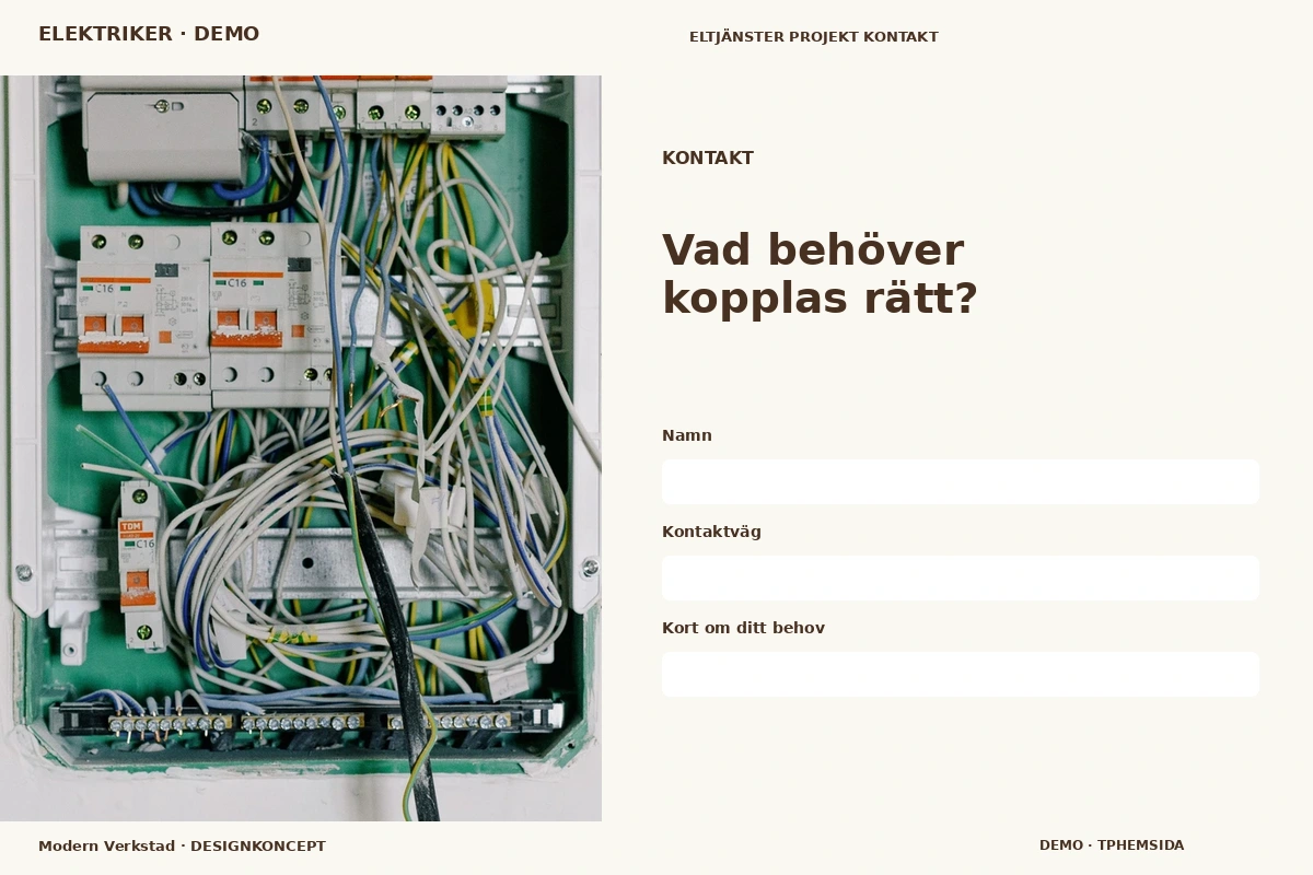 Modern Verkstad – Kontakt för elektriker