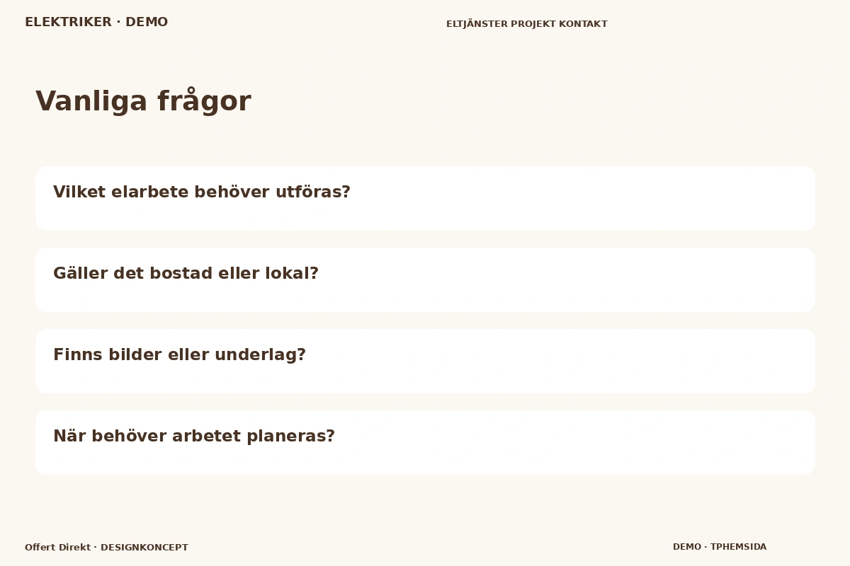 Offert Direkt – Vanliga frågor för elektriker
