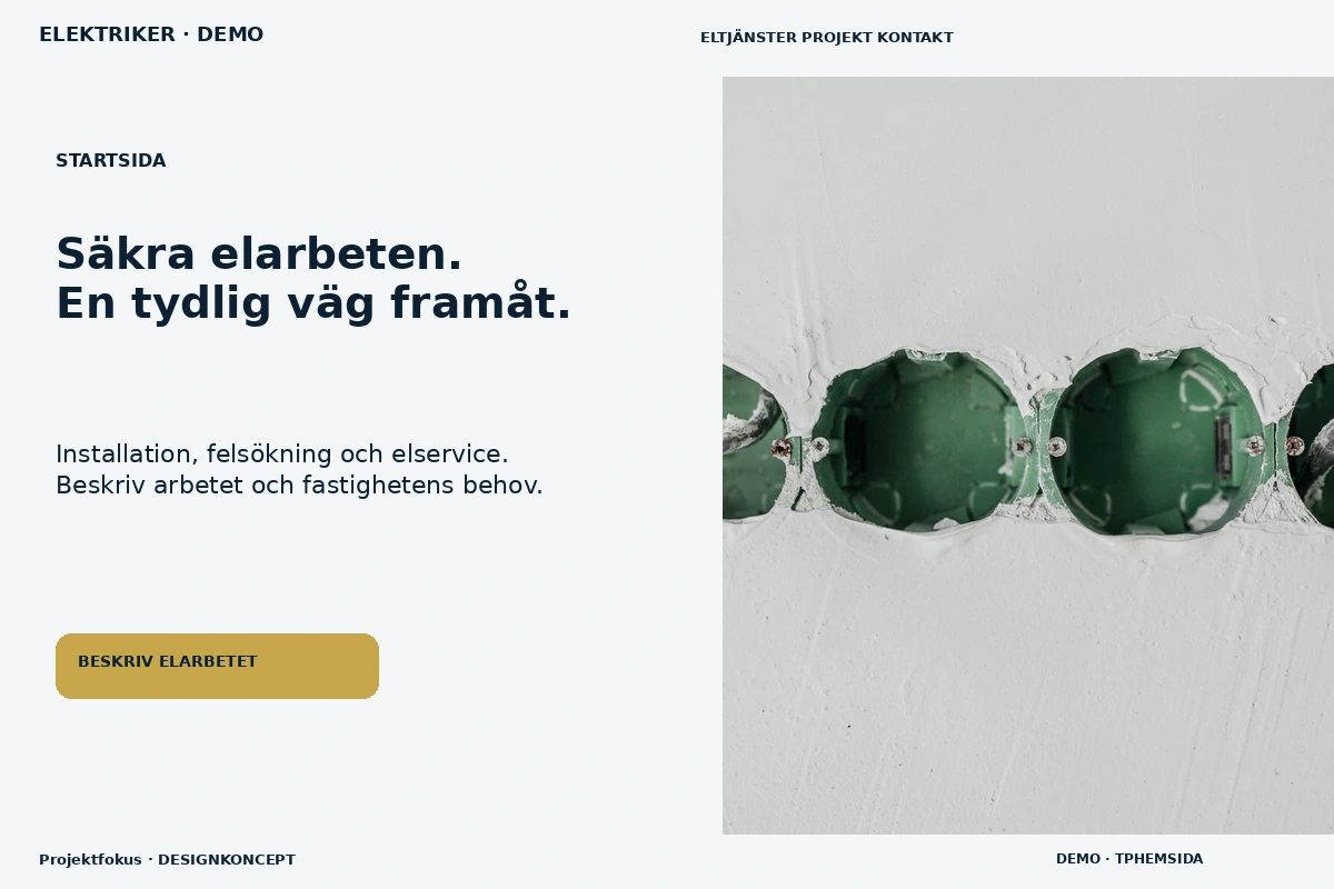 Projektfokus – Startsida för elektriker