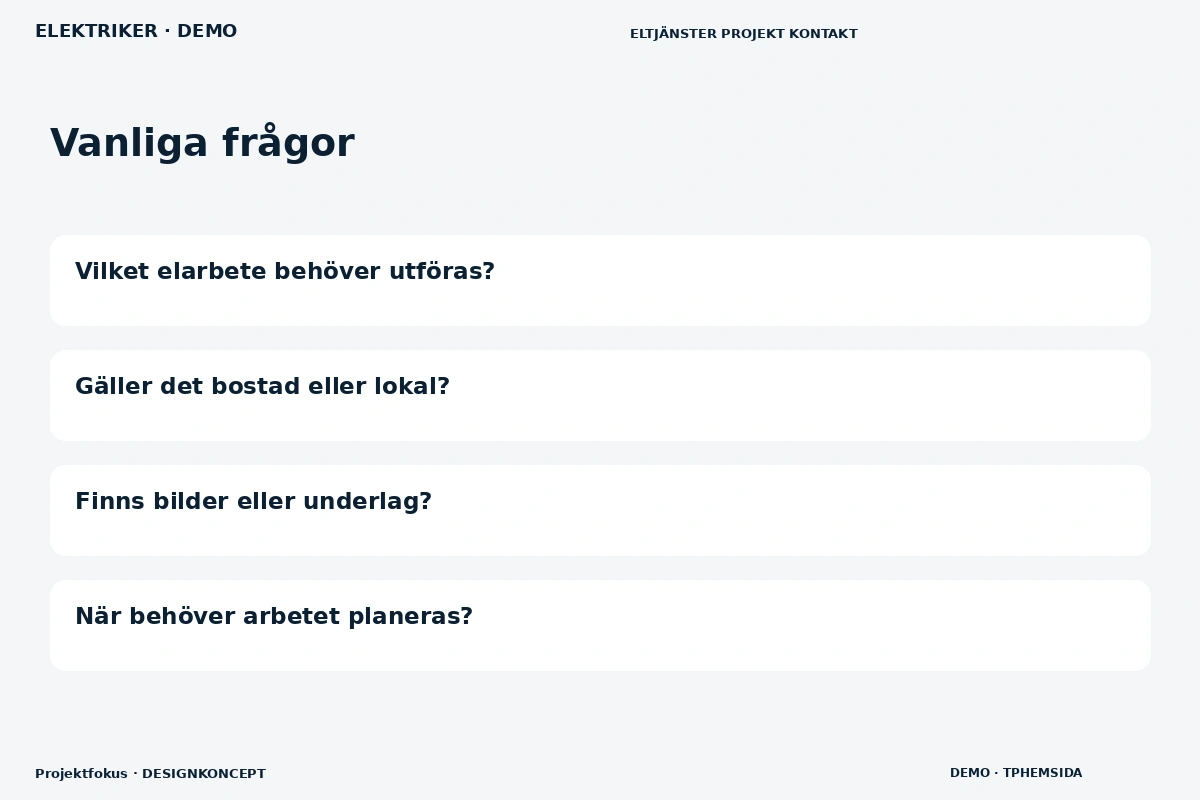 Projektfokus – Vanliga frågor för elektriker