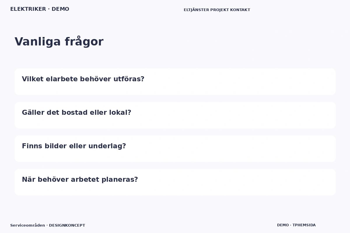 Serviceområden – Vanliga frågor för elektriker