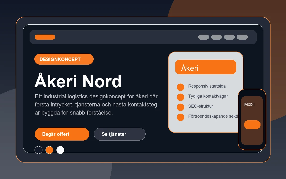 Åkeri Nord designkoncept för åkeri med responsiv webbdesign