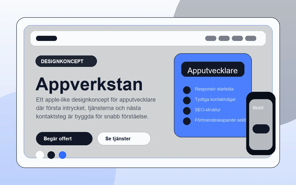 Appverkstan designkoncept för apputvecklare med responsiv webbdesign