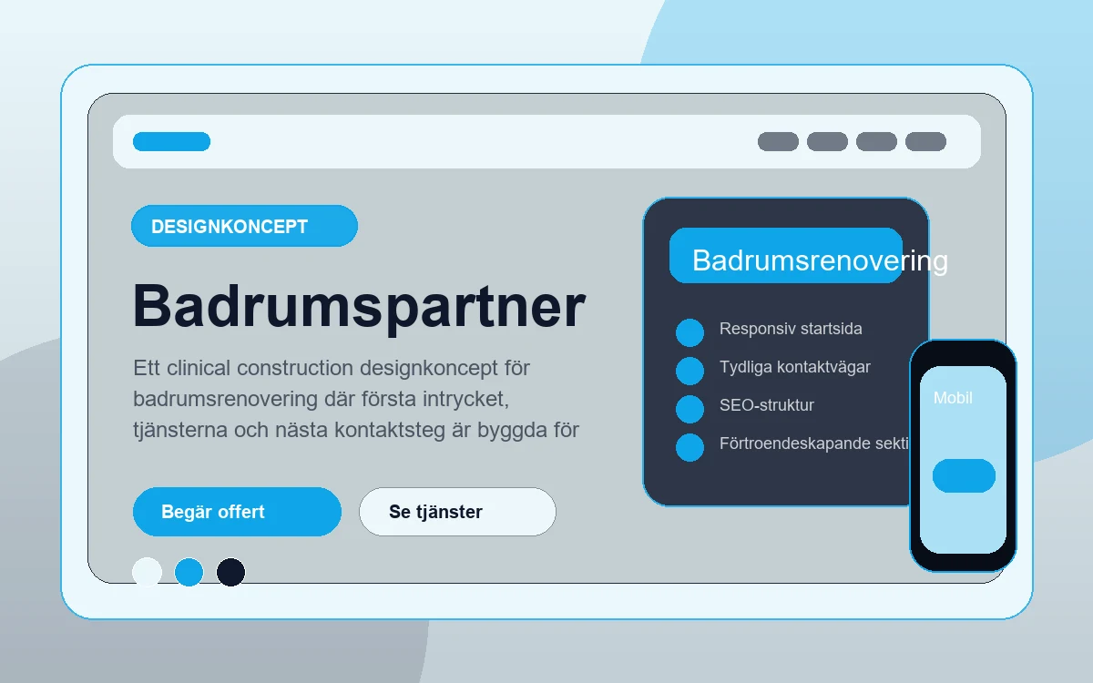 Badrumspartner designkoncept för badrumsrenovering med responsiv webbdesign
