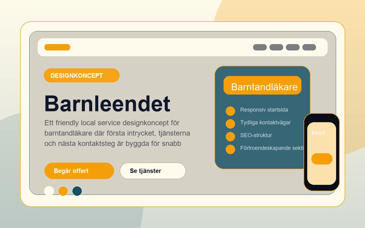 Barnleendet designkoncept för barntandläkare med responsiv webbdesign