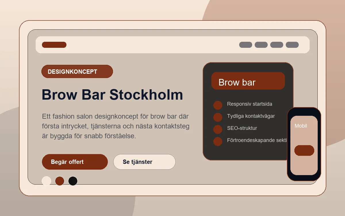 Brow Bar Stockholm designkoncept för brow bar med responsiv webbdesign