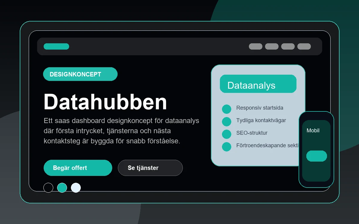 Datahubben designkoncept för dataanalys med responsiv webbdesign