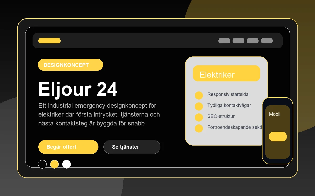 Eljour 24 designkoncept för elektriker med responsiv webbdesign