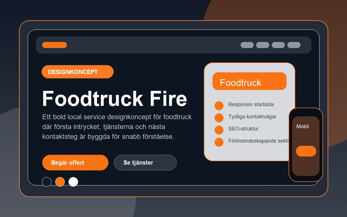Foodtruck Fire designkoncept för foodtruck med responsiv webbdesign