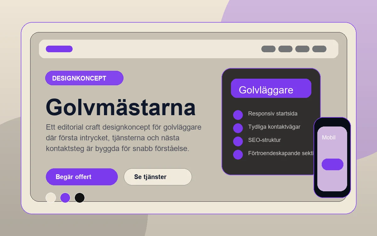 Golvmästarna designkoncept för golvläggare med responsiv webbdesign