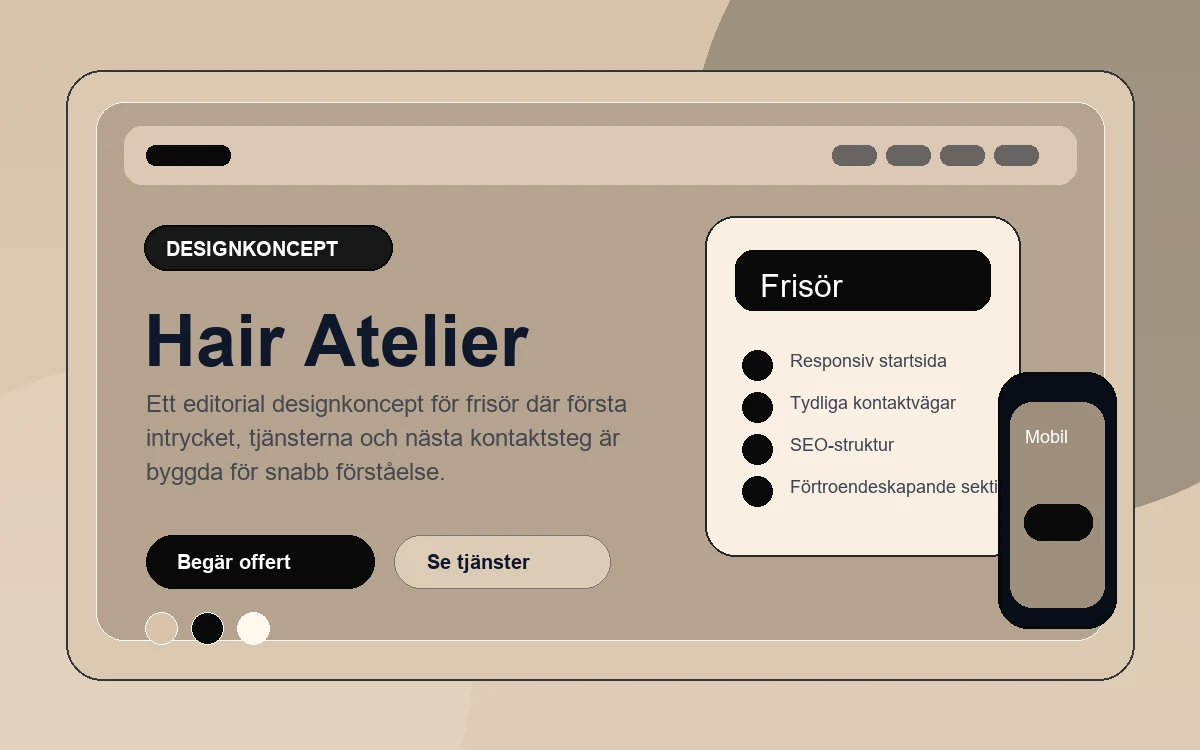 Hair Atelier designkoncept för frisör med responsiv webbdesign