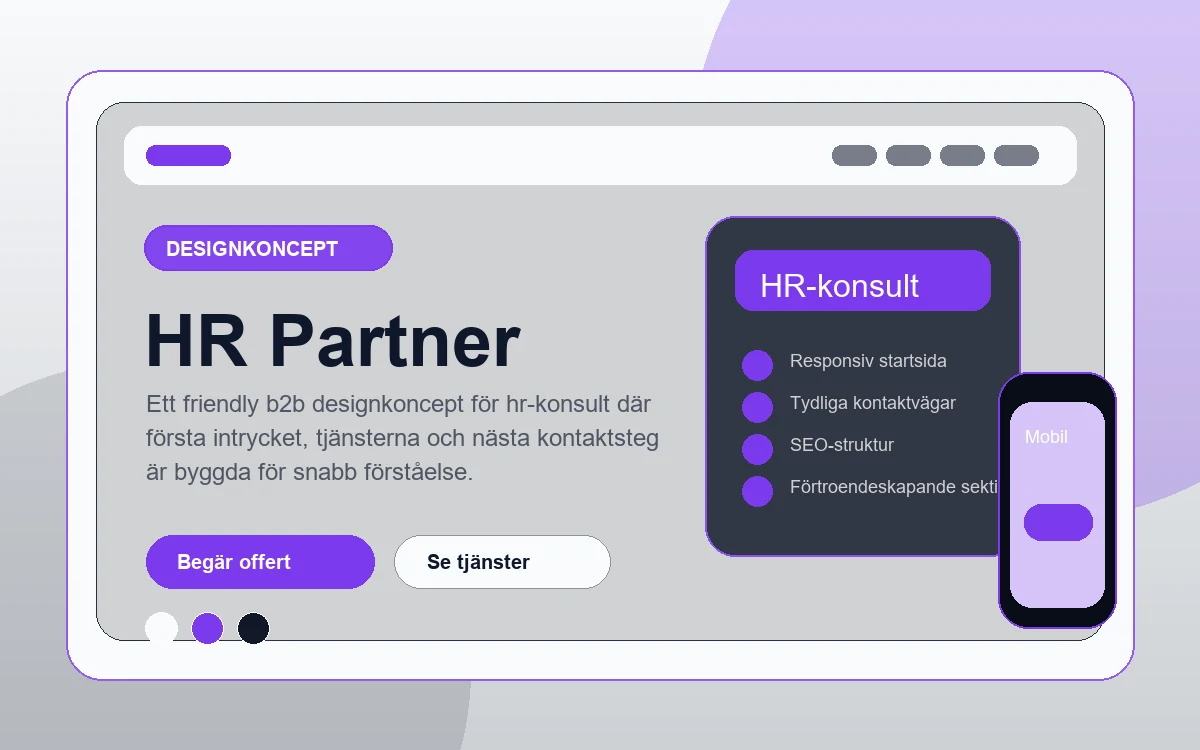 HR Partner designkoncept för hr-konsult med responsiv webbdesign