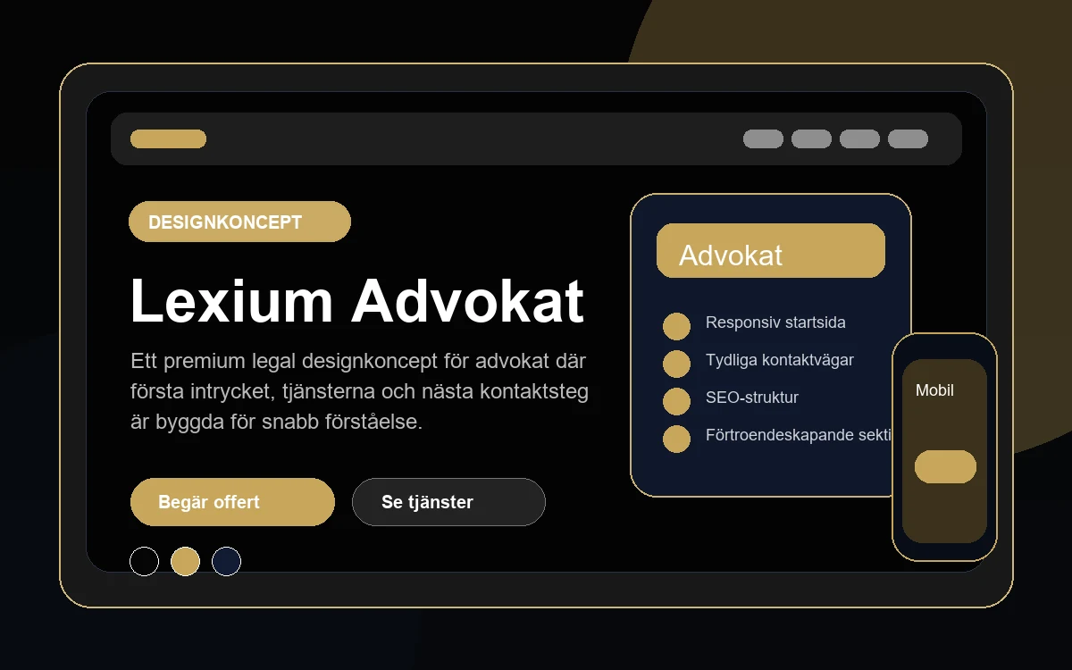 Lexium Advokat designkoncept för advokat med responsiv webbdesign