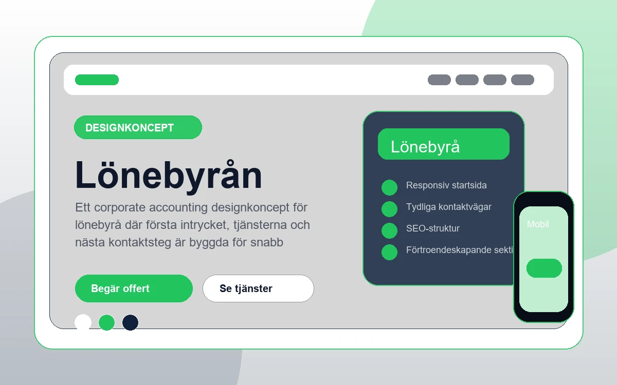 Lönebyrån designkoncept för lönebyrå med responsiv webbdesign