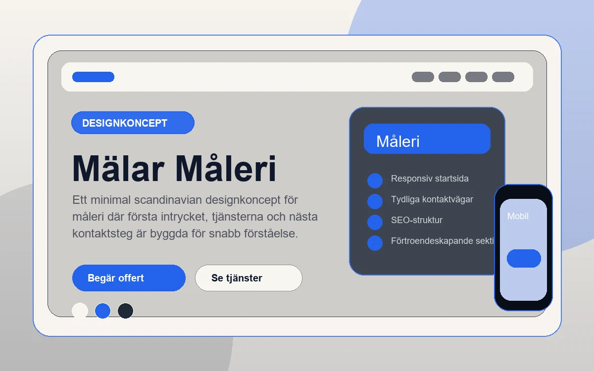 Mälar Måleri designkoncept för måleri med responsiv webbdesign