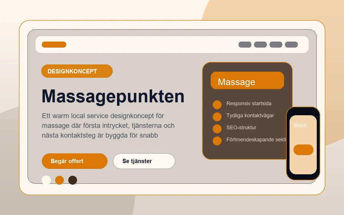 Massagepunkten designkoncept för massage med responsiv webbdesign