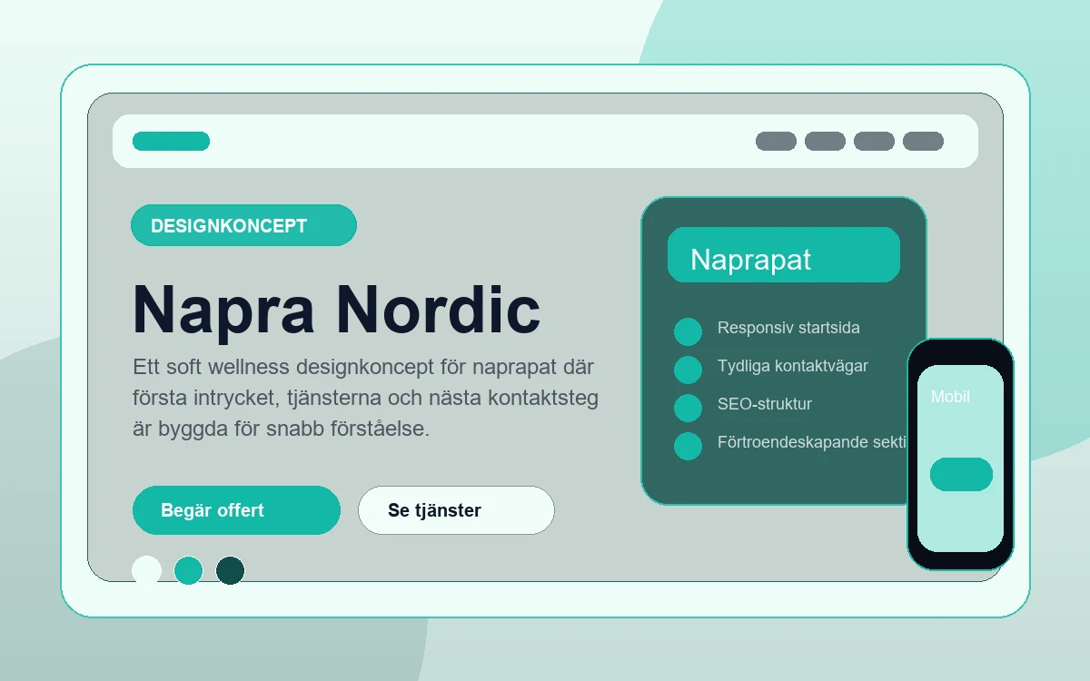 Napra Nordic designkoncept för naprapat med responsiv webbdesign