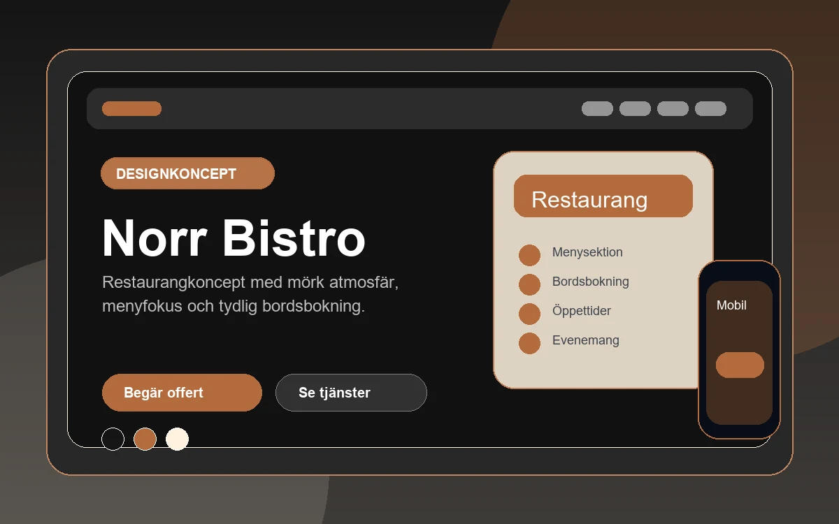 Norr Bistro preview av webbdesign med desktop och mobil mockup för restaurang